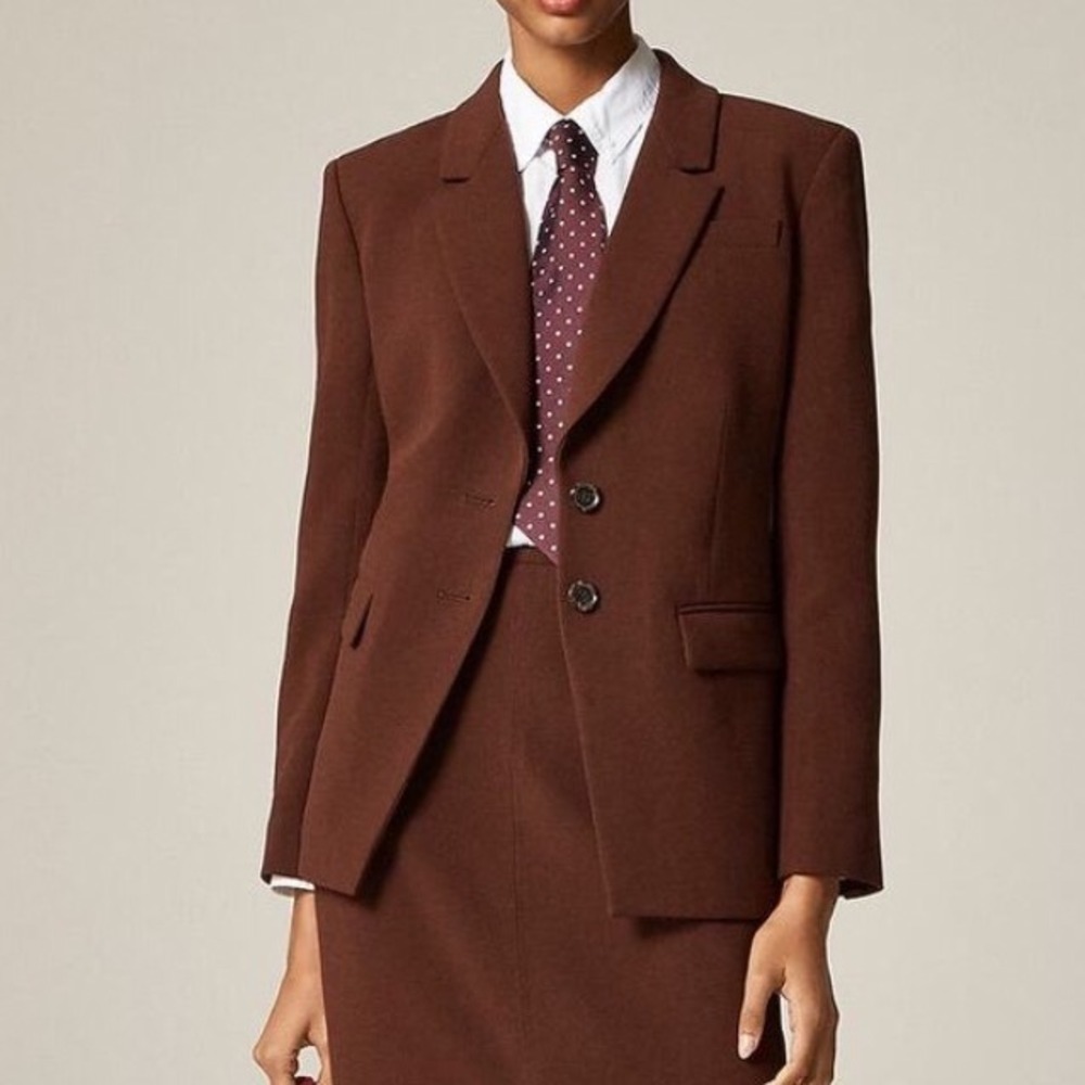 J.Crew Madelyn Blazer Brown Two Button Lined Jacket CC889 Size 10